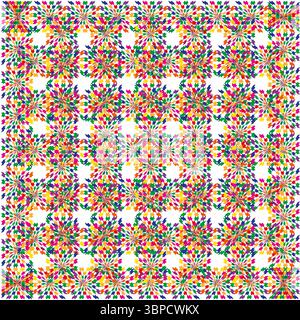 Color pixel mosaic. Square tile Vector. Grid cross sparkle. White backdrop pattern. Stock Vector