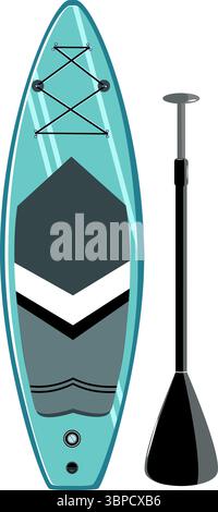 Inflatable stand up paddle board with paddle vector illustration Stock Vector