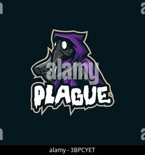 Plague mascot logo design vector with modern illustration concept style for badge, emblem and t shirt printing. Plague illustration. Stock Vector