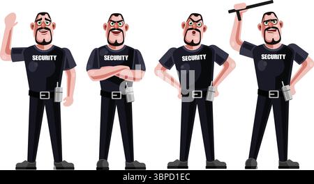 Security Guard Character Set – Protection, Surveillance, Uniformed Personnel, and Safety Roles Stock Vector