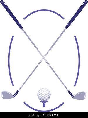Golf clubs and ball emblem vector illustration Stock Vector