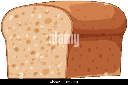 Flat vector illustration of a whole wheat bread loaf with visible texture, clean lines, and soft brown tones. Simple composition with no background Stock Vector