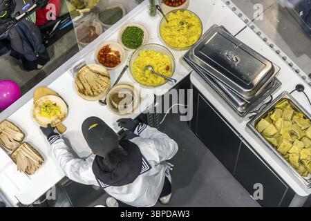 Maultaschen with potato salad. Caterer with Swabian regional dish during an event in Stuttgart, Baden-Wuerttemberg, Germany, Europe Stock Photo