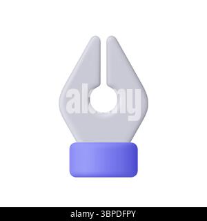 Pen tool nib. Editing, design software, digital creativity tools and graphic design software. 3d vector icon. Cartoon minimal style. Stock Vector