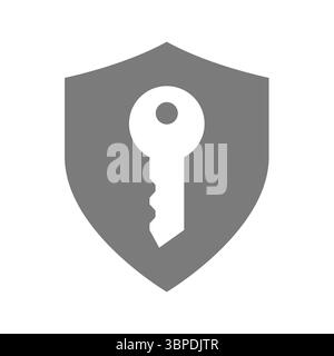 Shield and key vector icon. Safe and secured, password protected and safety in data and internet. Stock Vector