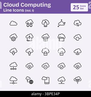 Cloud Computing Line Icons (Vol.1) Stock Vector