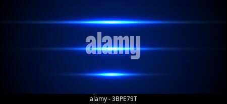 Laser lines of light. Horizontal neon light. Neon horizontal speed lines. Glowing stripes. Laser beams. Vector illustration Stock Vector