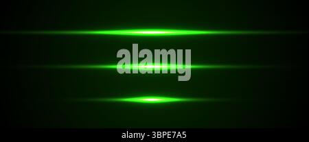 Laser lines of light. Horizontal neon light. Neon horizontal speed lines. Glowing stripes. Laser beams. Vector illustration Stock Vector
