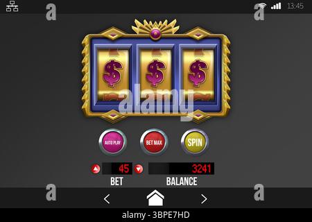 Slot Machine on mobile display Stock Photo