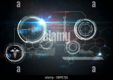 Medical biology interface in black Stock Photo