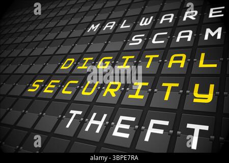 Digital security buzzwords on black mechanical board Stock Photo