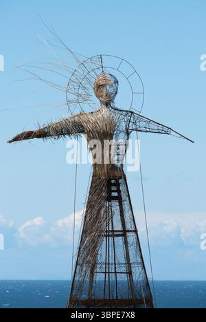 Wicker Man effigy at Burrow Head in Galloway Scotland in summer 2025 on the film location site of the 1973 movie The Wicker Man Stock Photo