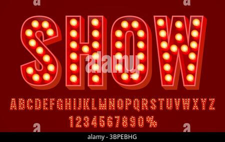 Show font set collection, letters and numbers symbol. Vector Stock Vector