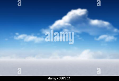 Large cumulus cloud is floating over flat white expanse with scattered wisps, flat design Stock Photo