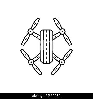 Minimalist line art illustration of a drone with propellers, ideal for technology and aerial photography themes. Stock Vector