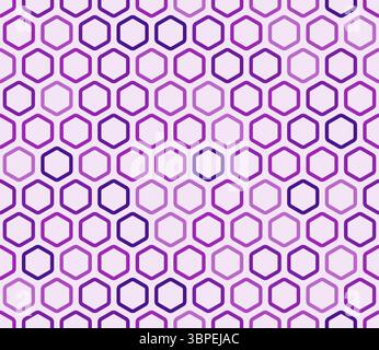 Vector science background. Bold rounded hexagon cells with padding. Purple color tones. Hexagonal shapes. Seamless pattern. Stock Vector