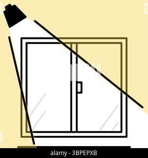 Sweeping windows with sensor lights, Crime Prevention and Home Security Icons, Vector Illustration Stock Vector