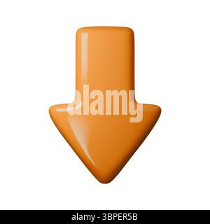 Orange glossy 3D arrow vector illustration, perfect for web design, app interfaces, and digital marketing. Eye-catching and modern, ideal for Stock Vector