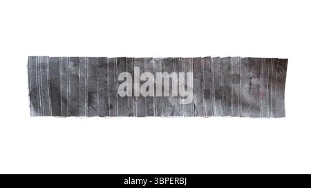 A rectangular textbox background created using shredded black-printed paper on white background with clipping path Stock Photo