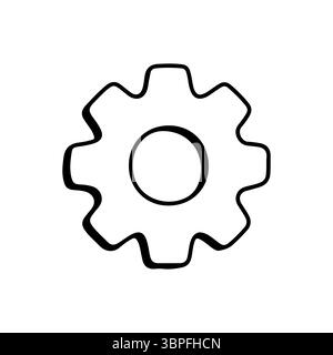 A simple cartoon gear outline, perfect for designs related to settings, mechanics, or problem-solving. Stock Vector
