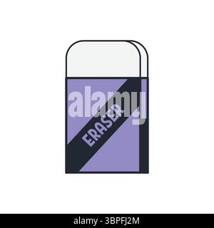 A purple cartoon eraser, perfect for education, correction, or stationery-themed designs. Stock Vector