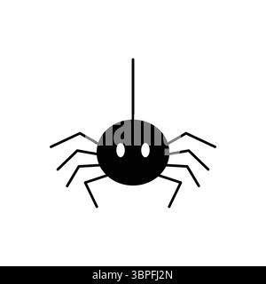 A cute cartoon spider dangling from a thread, perfect for Halloween or nature-themed designs. Stock Vector