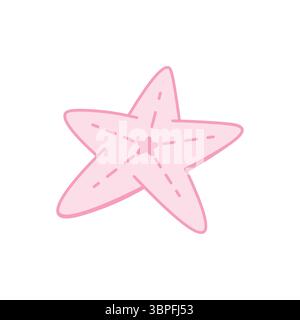 A charming pink cartoon starfish, perfect for beach, ocean, or underwater themed designs. Stock Vector