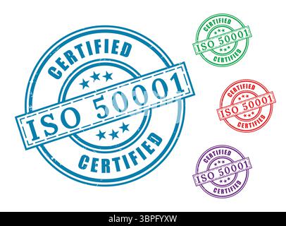 A Energy System Certification Badge Set, ISO 50001 Approved Vector Labels Stock Vector