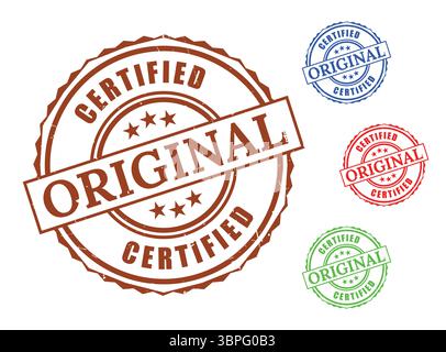 A Originality Guarantee Stamp Set, Authentic Certified Vector Badges Stock Vector
