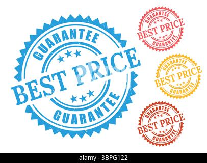 A Low Cost Guarantee Labels, Certified Best Price Vector Stamp Set Stock Vector