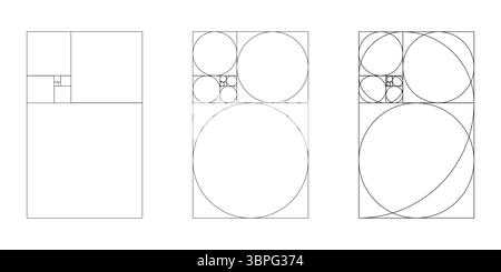 Golden ratio template set. Method golden section. Fibonacci array ...