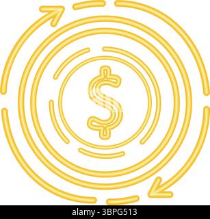 Neon circular arrows icon finance cash currency savings line Stock Vector