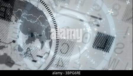 Global data processing image over world map and numerical codes Stock Photo