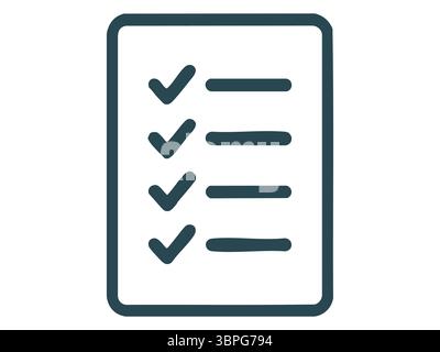Black checklist icon with checkmarks, isolated on white background, graphic illustration. concept of task management, organization, list, icon, symbol Stock Vector