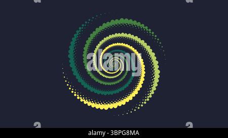 Radial halftone dot pattern forming spiral tunnel effect representing motion energy focus transformation illusion dynamics abstract digital background Stock Vector