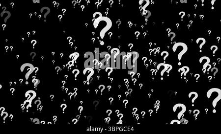 Question mark on particle element on the black screen background Stock Photo