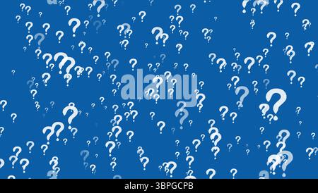 Question mark on particle element on the blue screen background Stock Photo