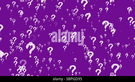 Question mark on the  particle element on the purple screen background Stock Photo