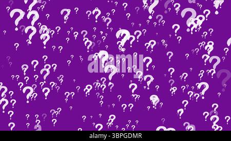 Question mark on particle element on the purple screen background Stock Photo