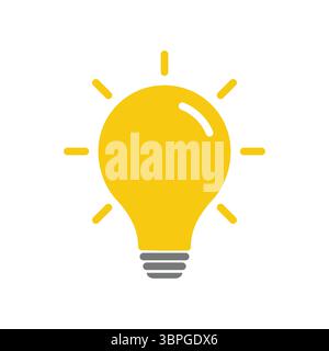 Light bulb icon symbolizing ideas, creativity, innovation, energy, inspiration, and bright thinking in simple black line style on white background Stock Vector