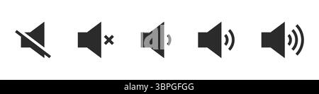 Speaker Volume icon with sound waves representing audio, volume, sound, music, speaker output, broadcasting, and media playback in bold black style Stock Vector