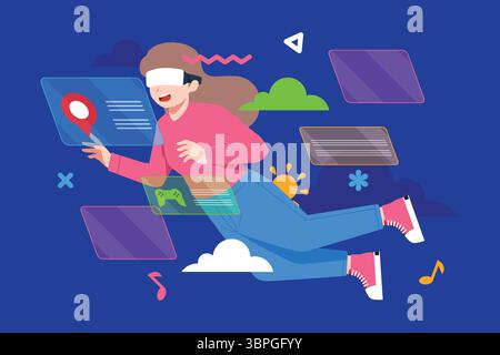 flat-metaverse-background Stock Vector