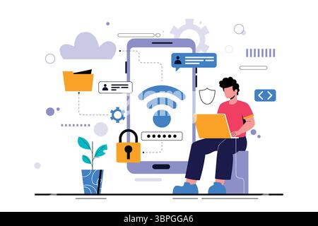 flat-safer-internet-day-illustration Stock Vector