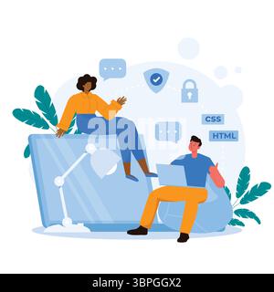 Hand drawn flat design teamwork concept Vector illustration Stock ...