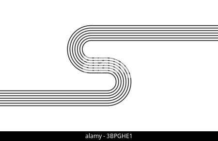 Abstract design of intersecting parallel lines forming a complex knot pattern in black and white Stock Vector