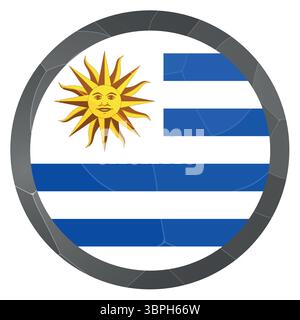 Glass light ball with flag of Uruguay. Round sphere, template icon. Uruguayan islands national symbol. Glossy realistic ball, 3D abstract vector Stock Vector