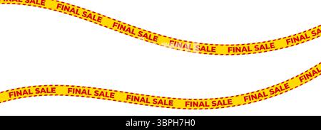 Final sale tape, bold wavy ribbon for last-minute offers, promo banners, discount zones, and retail ad strips. Urgency-packed marketing visual. Vector Stock Vector