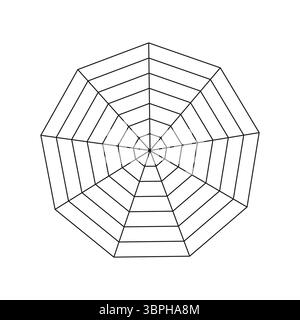 Blank polygon radar chart icon. Radar, spider diagram template. Infographic graph. Spider mesh symbol. Vector illustration.  Stock Vector