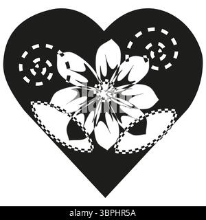 Abstract flower icon. Decorative petal design. Heart graphic shape. Vector ornate art. Stock Vector