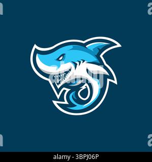 shark mascot logo design vector with concept style for badge, emblem and t shirt printing. Stock Vector